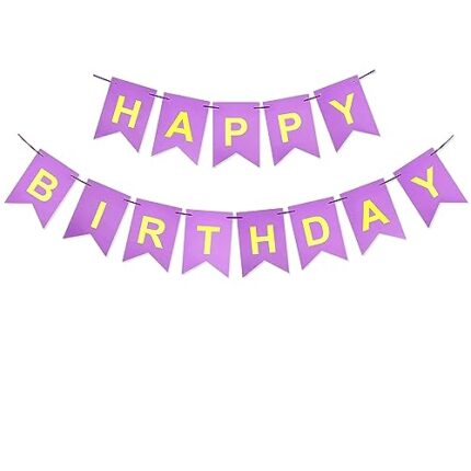 TOYVENTURES Bannière violette « Happy Birthday », drapeau hirondelle, panneau « Happy Birthday », bannière de lettres pour fournitures de fête et décorations d’anniversaire