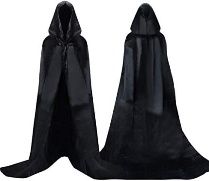 Proumhang Cape à Capuchon Noire Déguisement Adulte Costume Halloween Carnaval Noël