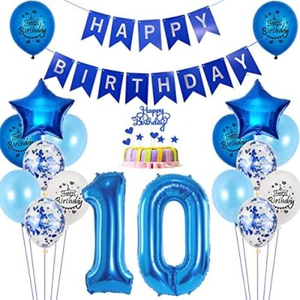 ballons 10e anniversaire deco garçon bleu,ballon transparent 10 ans deco anniversaire garçon bleu set,happy Birthday 10th deco anniversaire 10 ans deco garçon ballon 10 anniversaire deco garçon