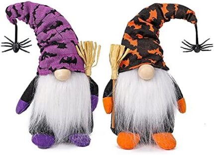 Lot de 2 Nains suédois Décorations en Peluche de Halloween Jouet en Peluche de Halloween Halloween Suédois Tomte Poupée Ornement pour Famille Amis de Halloween